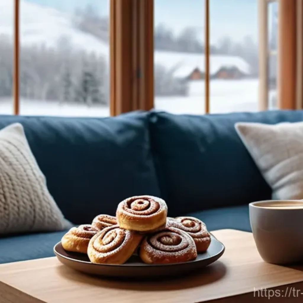 덴마크와 스웨덴 비교 - Danish Hygge Indoor Scene**
A warm and inviting living room embodying Danish Hygge. Soft, ambient li...