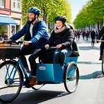 덴마크 자전거 문화와 도로 시스템 - **Prompt:** A vibrant, documentary-style shot of a bustling street in Copenhagen, Denmark, during a ...