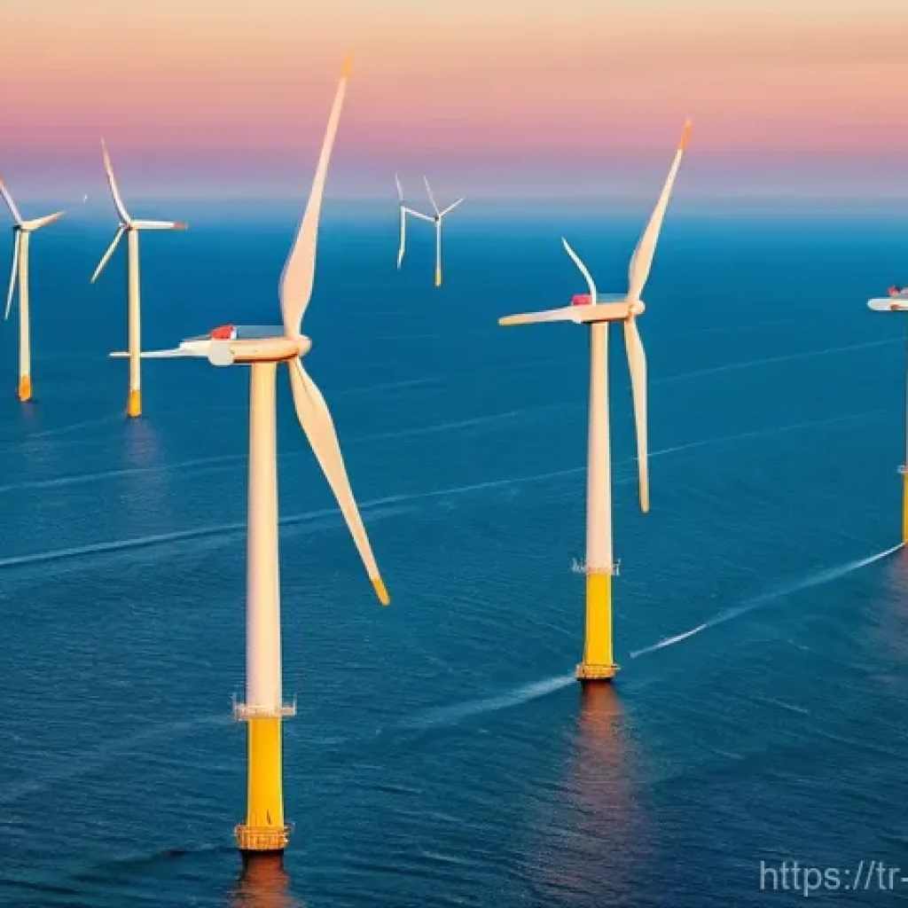 덴마크와 독일의 관계사 - **A futuristic vision of a vast offshore wind farm in the North Sea at dawn, symbolizing the powerfu...