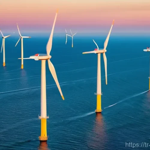 Home 21 덴마크와 독일의 관계사 - **A futuristic vision of a vast offshore wind farm in the North Sea at dawn, symbolizing the powerfu...